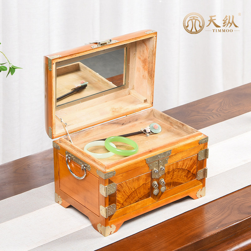 天纵小叶金丝楠独板嫦娥镜箱
