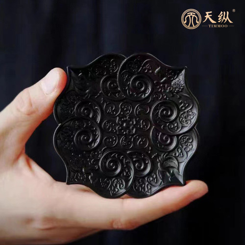 天纵紫光檀麒麟凤凰莲花茶杯垫