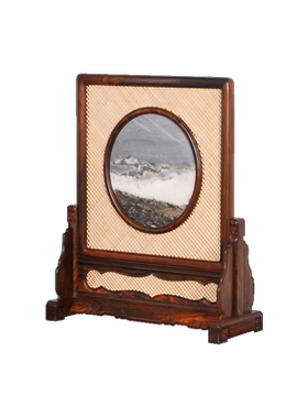 天纵大红酸枝嵌黄杨木台屏