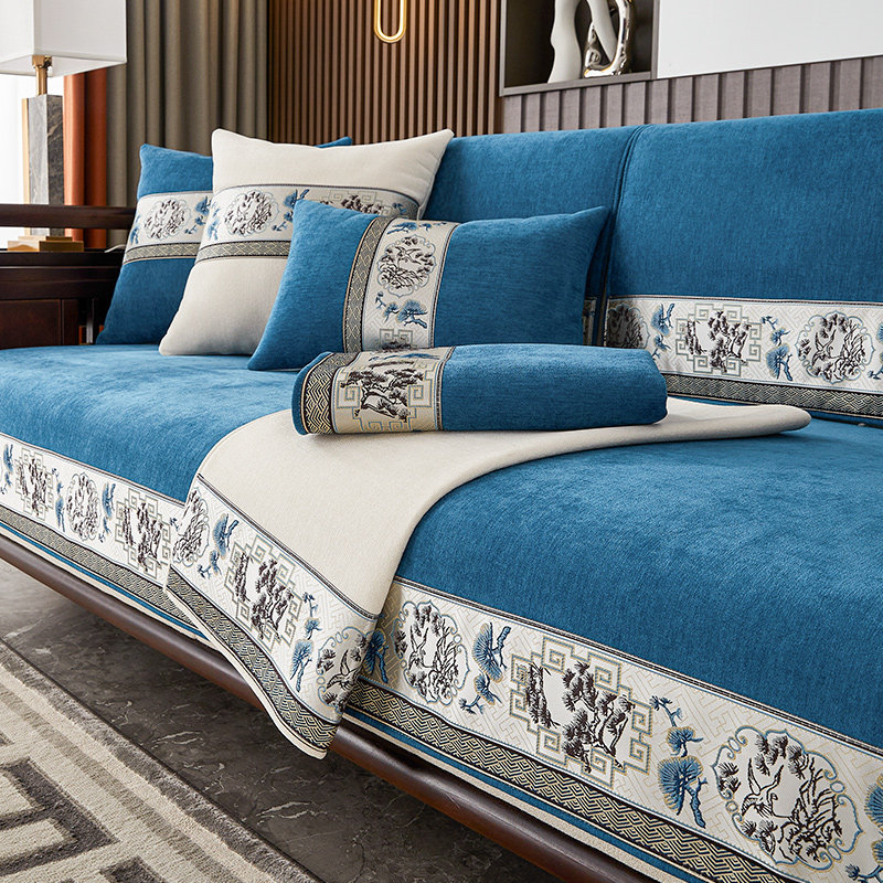 新中式沙发垫2023新款中国风沙发套罩四季通用雪尼尔坐垫子轻奢风