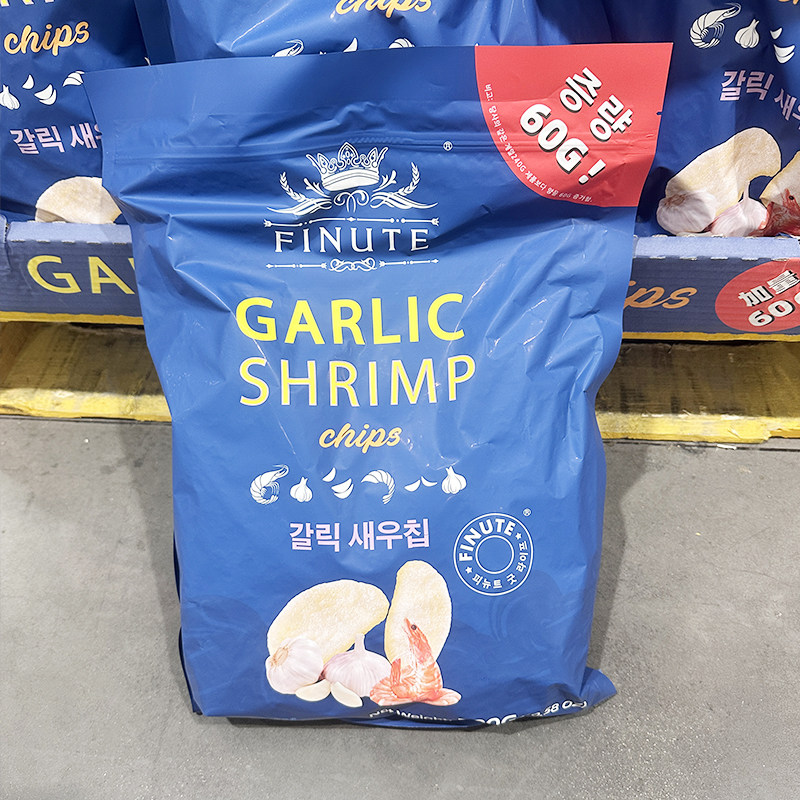 山姆超市代购 韩国进口finute蒜味虾片 休闲网红零食办公室 300g