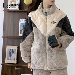 珊瑚绒夹棉加厚睡衣女拉链冬款加绒保暖套装2025新款法兰绒家居服