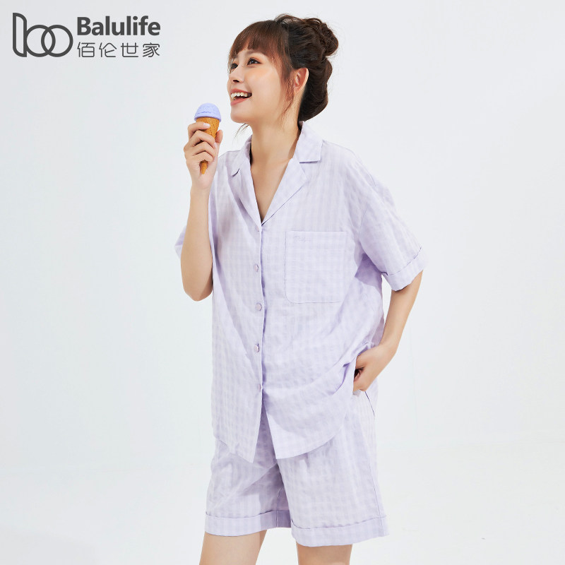 夏天睡衣女薄款梭织棉透气套装