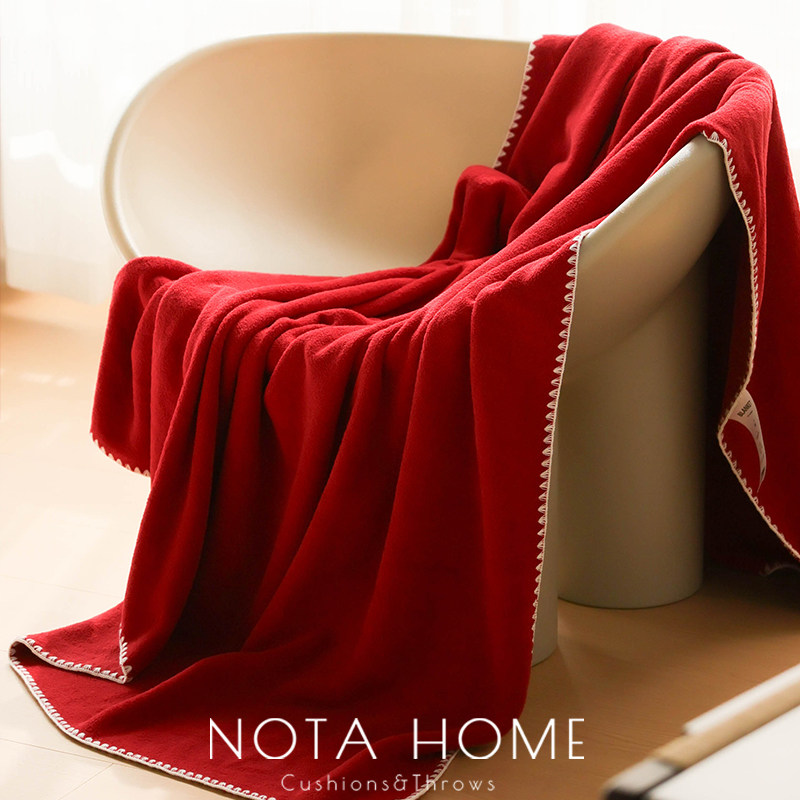 红色绒毯冬季加厚沙发毯空调毯