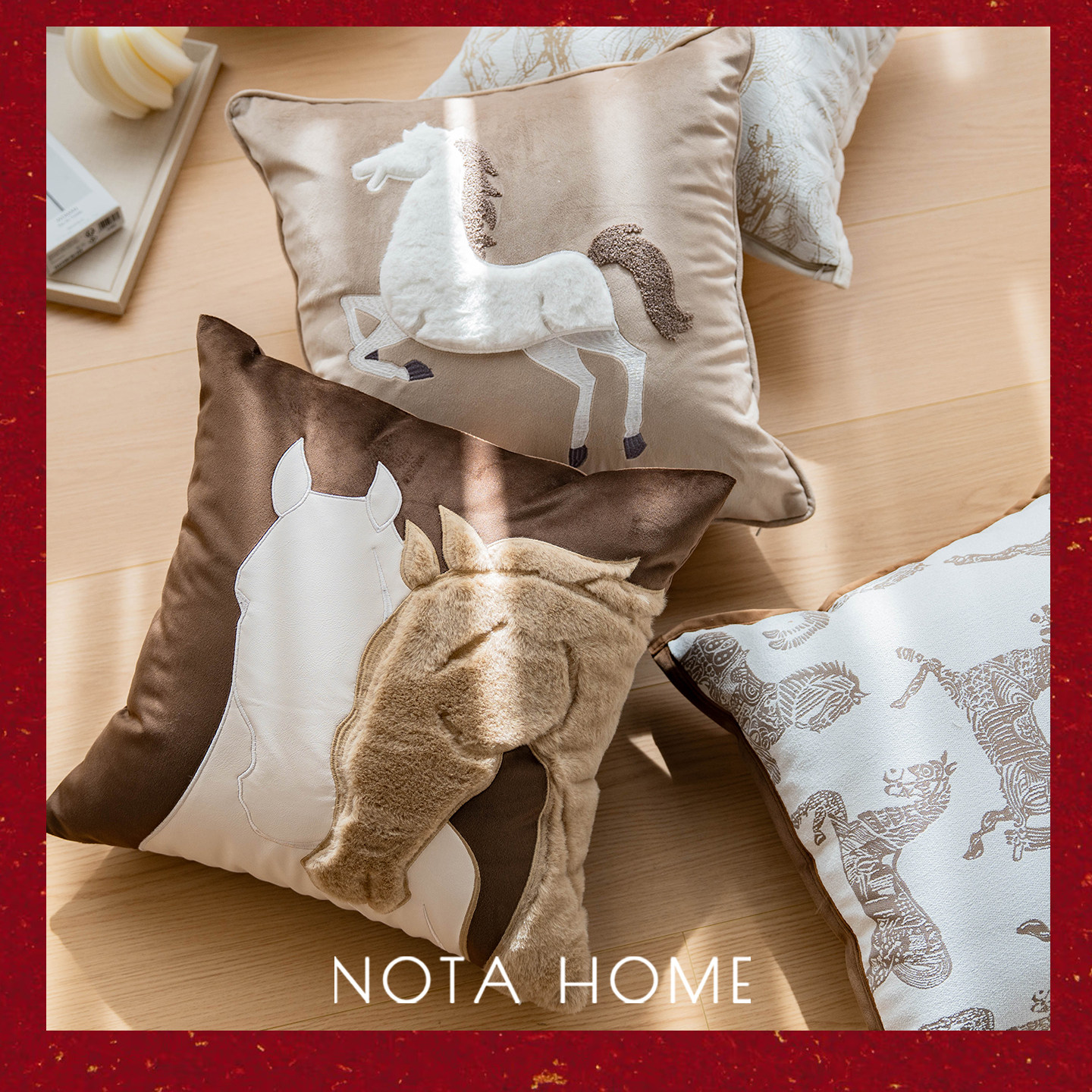 26年新年抱枕套马年新款抱枕中古风棕色靠枕奶油风沙发靠垫腰靠枕,居家布艺,靠垫/抱枕,淘宝优惠券,粉丝福利购,淘宝优惠卷