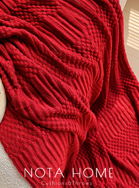 马年新款沙发毯秋冬毛线毯子红色喜庆空调新家毯针织毯车载午休毯