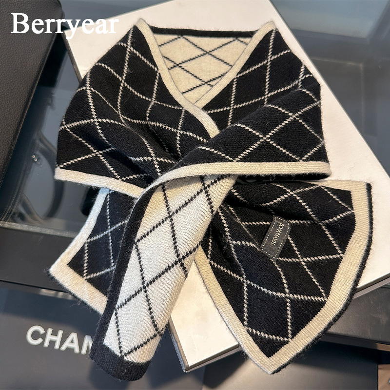 黑色100%纯羊毛小围巾女护颈围脖