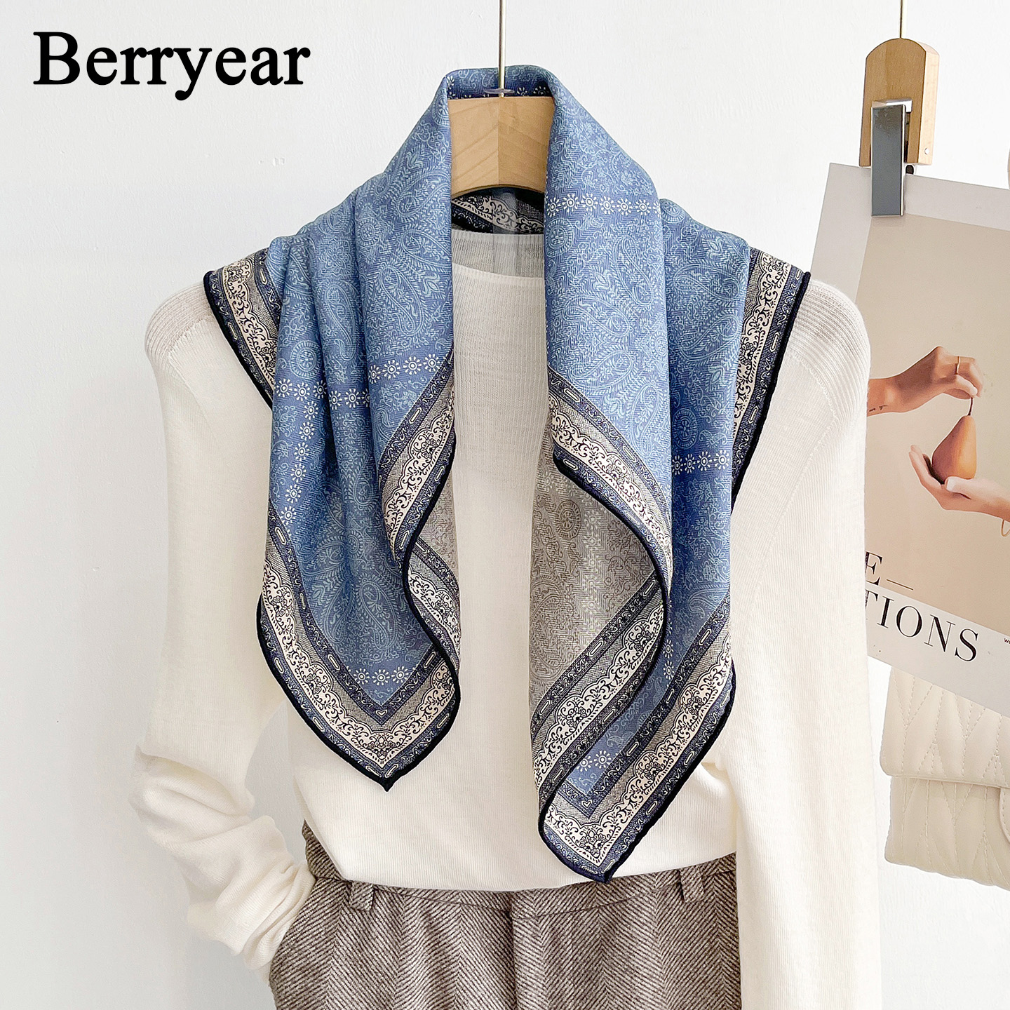 真丝羊毛方巾丝巾女丝毛围巾披肩