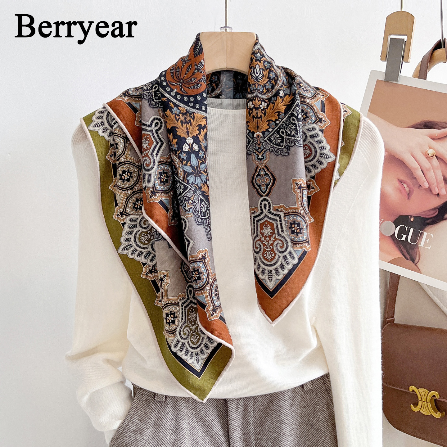 真丝羊毛方巾丝巾女丝毛围巾领巾