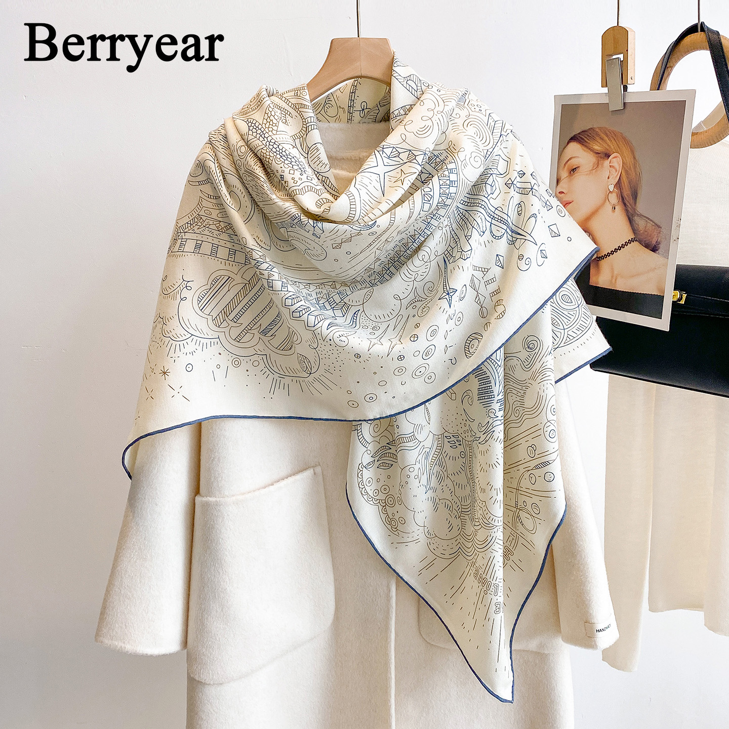 真丝羊毛围巾丝巾方巾披肩女外搭