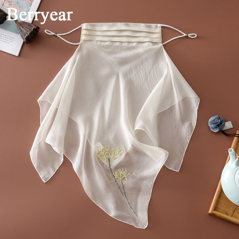 真丝防晒面纱面罩遮全脸护颈口罩