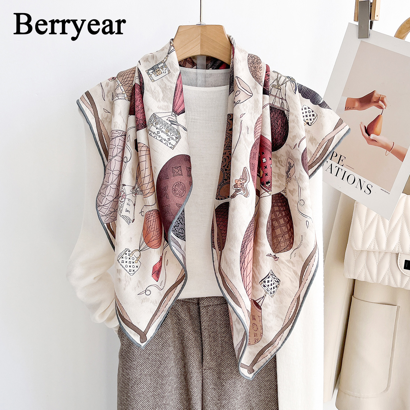 真丝羊毛围巾方巾丝巾女披肩外搭