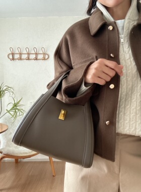 Loan2025新款真皮手拎托特包包女式轻奢小众高级感手提单肩包