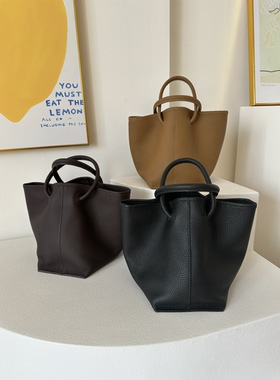 Loan新款小众通勤菜篮子包包女手提托特包软皮慵懒风单肩斜挎包