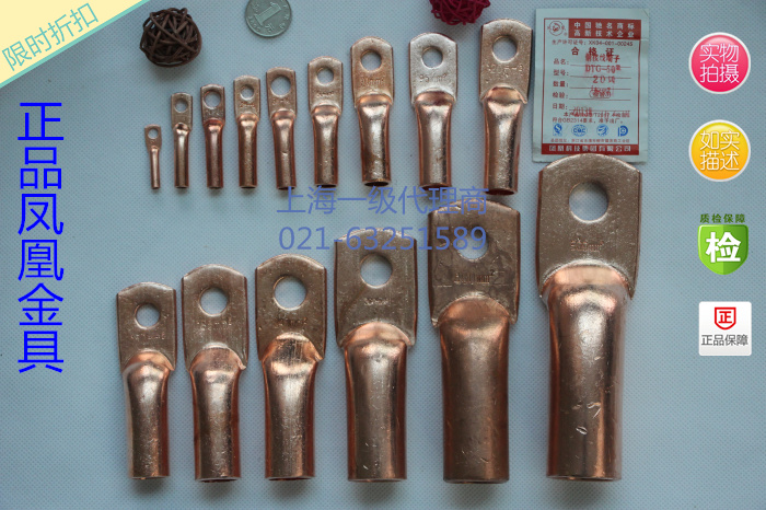 凤凰DTG厚件管式铜接头DTG-16MM2（平方） 国标铜鼻子 铜线耳