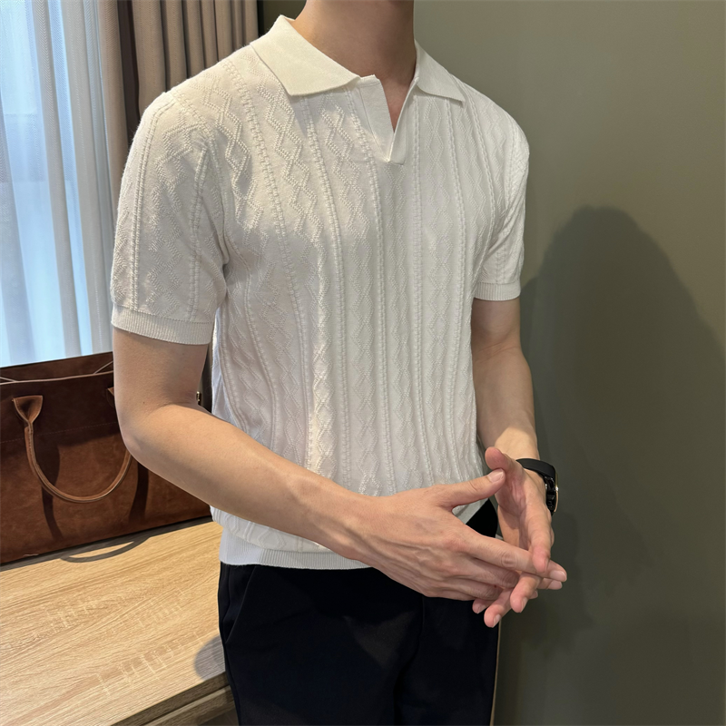 夏季纯色透气短袖Polo衫