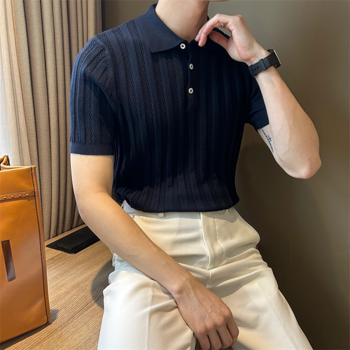 NR先生夏季短袖鱼骨纹男polo衫