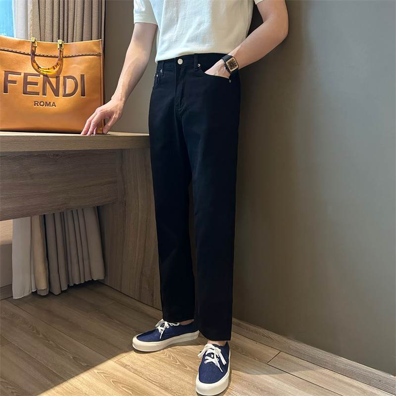 NR先生韩版纯黑色宽松直筒带弹力牛仔裤高腰水洗休闲青年极简长裤