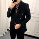 上衣男纯黑色休闲商务风英伦范西服新郎装 ins风韩版 男双排扣西装