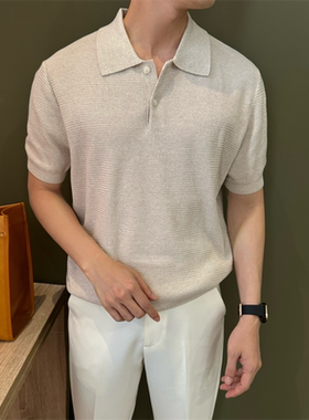 NR先生【天丝亚麻】夏季意式老钱透气polo衫男短袖休闲翻领针织T
