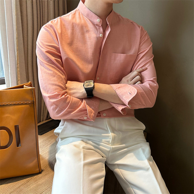 NR先生立领长袖休闲男衬衣