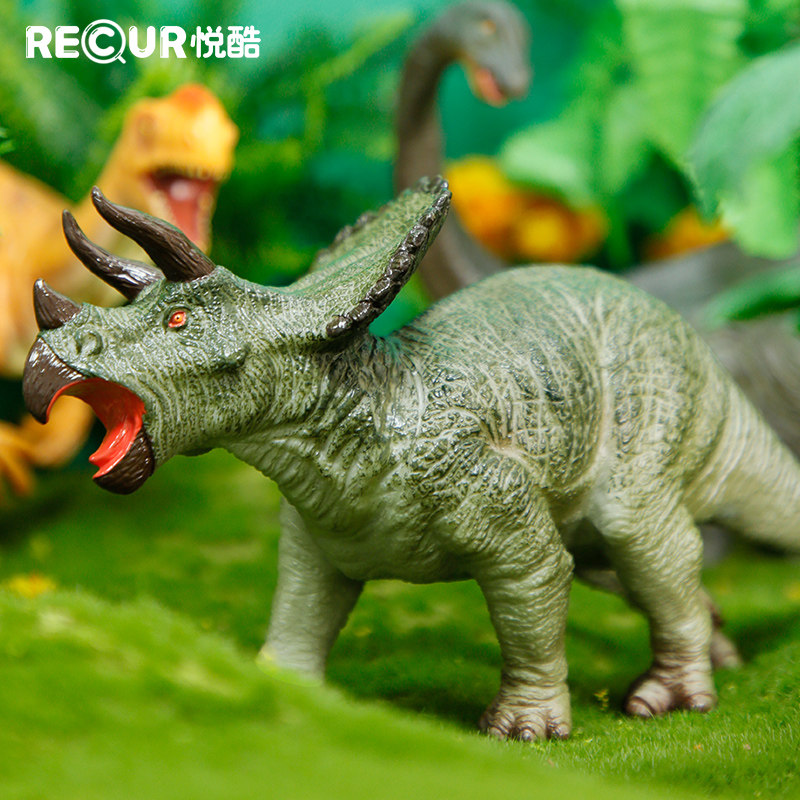 recur悦酷三角龙仿真恐龙模型软胶儿童玩具益智男女孩生日礼物