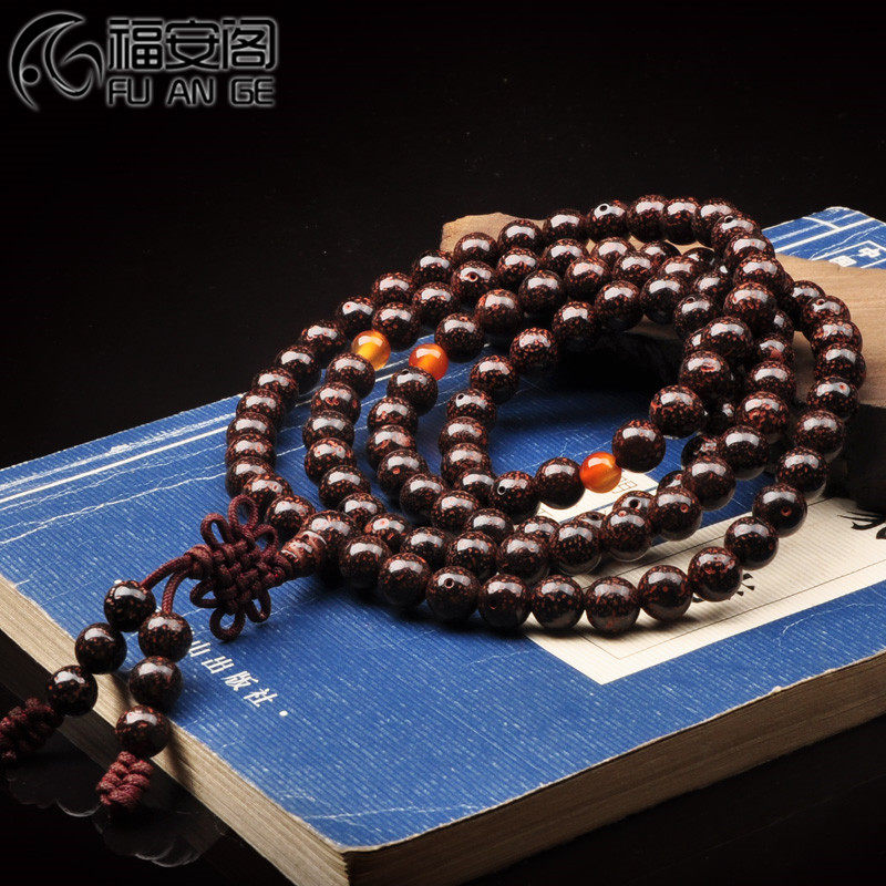 福安阁 铁蛋菩提红心星月菩提子108颗百搭佛珠手链手串念珠/串
