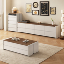 简约纯实木落地电视柜高级客厅家用中古奶油风网红2025年新款 地柜