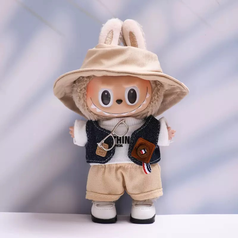 (不含娃)Labubu拉布布娃衣牛仔马甲套装