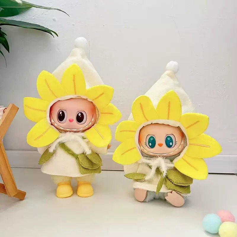 （不含娃）Labubu拉布布娃衣向日葵挎包套装