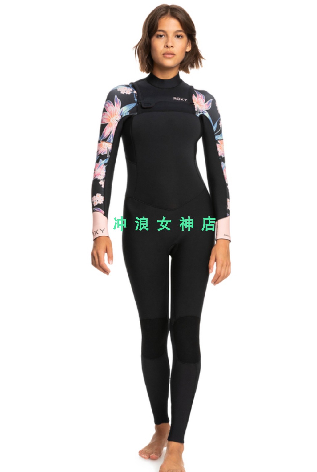 Roxy3mm4mm冲浪全身防寒服湿衣潜水服浮潜冬女Swell系列前胸拉链