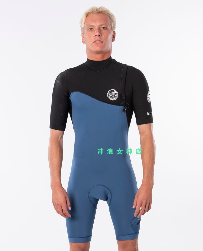 RIP CURL2mm冲浪防寒服湿衣潜水服连体海边深潜短袖短裤男 E-Bomb