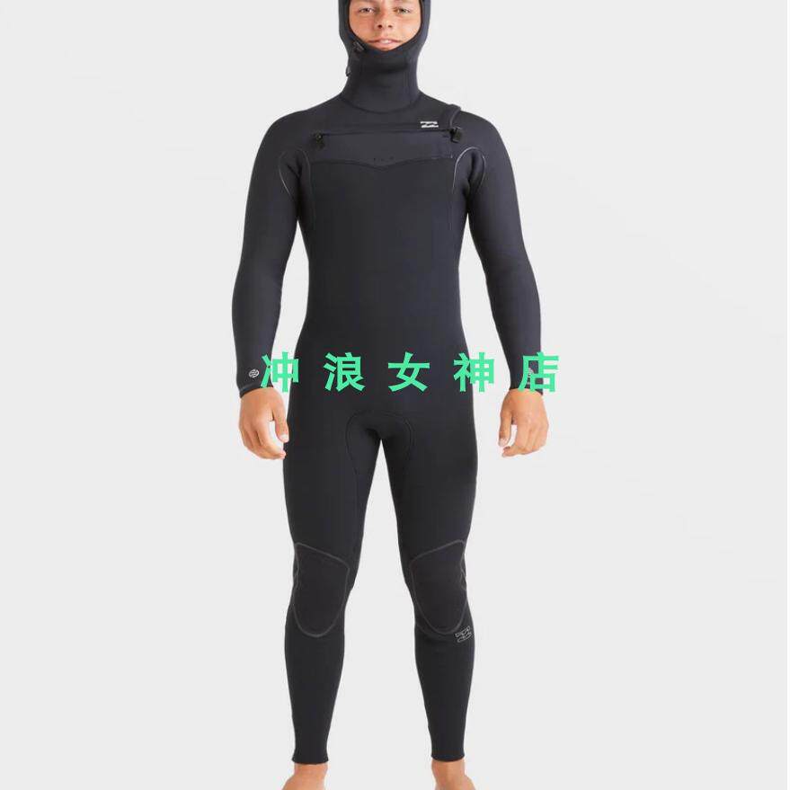 25款Billabong5mm6mm全身连帽冲浪潜水服湿衣男防磨HoodedWetsuit