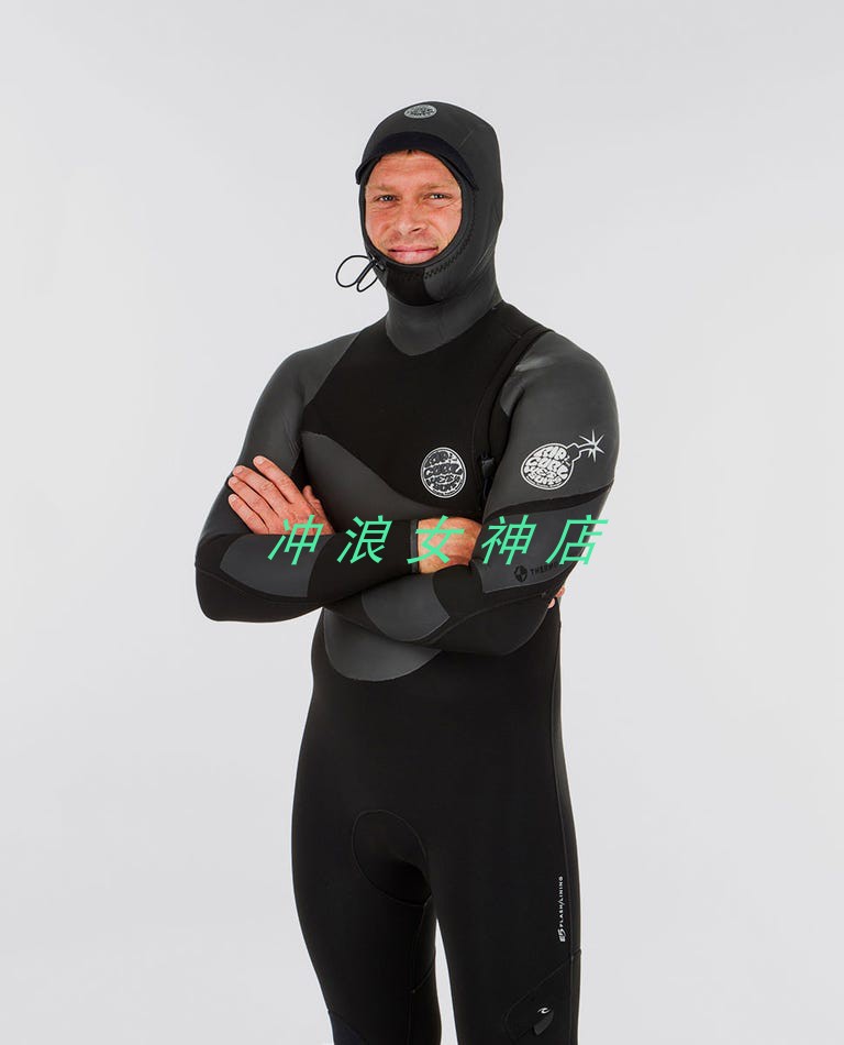 强烈推荐Rip curl 6/4mm冲浪防寒衣潜水服冬保暖加厚深潜浮潜戴帽