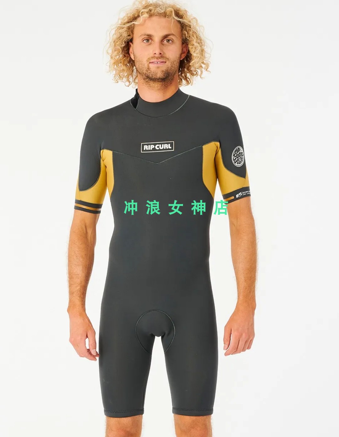 RIP CURL2mm冲浪防寒服短袖连体半身湿衣潜水服男surf Springsuit