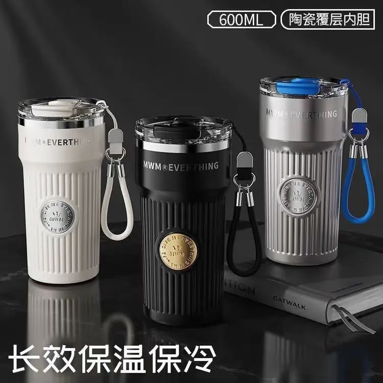 男士高档双饮咖啡杯便携高颜值陶瓷覆层不锈钢保温杯随身杯礼品
