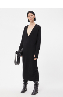 软糯羊绒！新款长裙时尚深V设计感简约大气羊绒连衣裙女