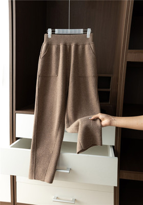 休闲小脚裤高腰山羊绒休闲