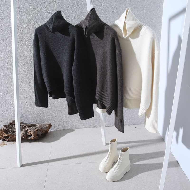 山羊绒高领套头加厚廓形毛衣