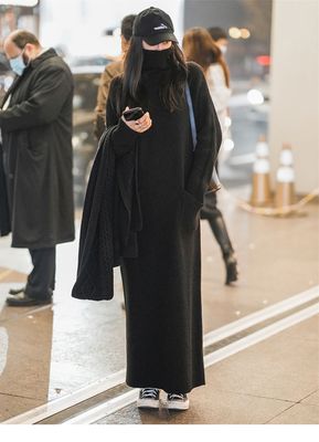 纯羊绒高领长裙保暖软糯