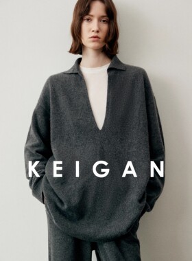 柔糯轻盈高支羊绒羊毛 極简Row剪刀深V领宽松polo针织衫套装