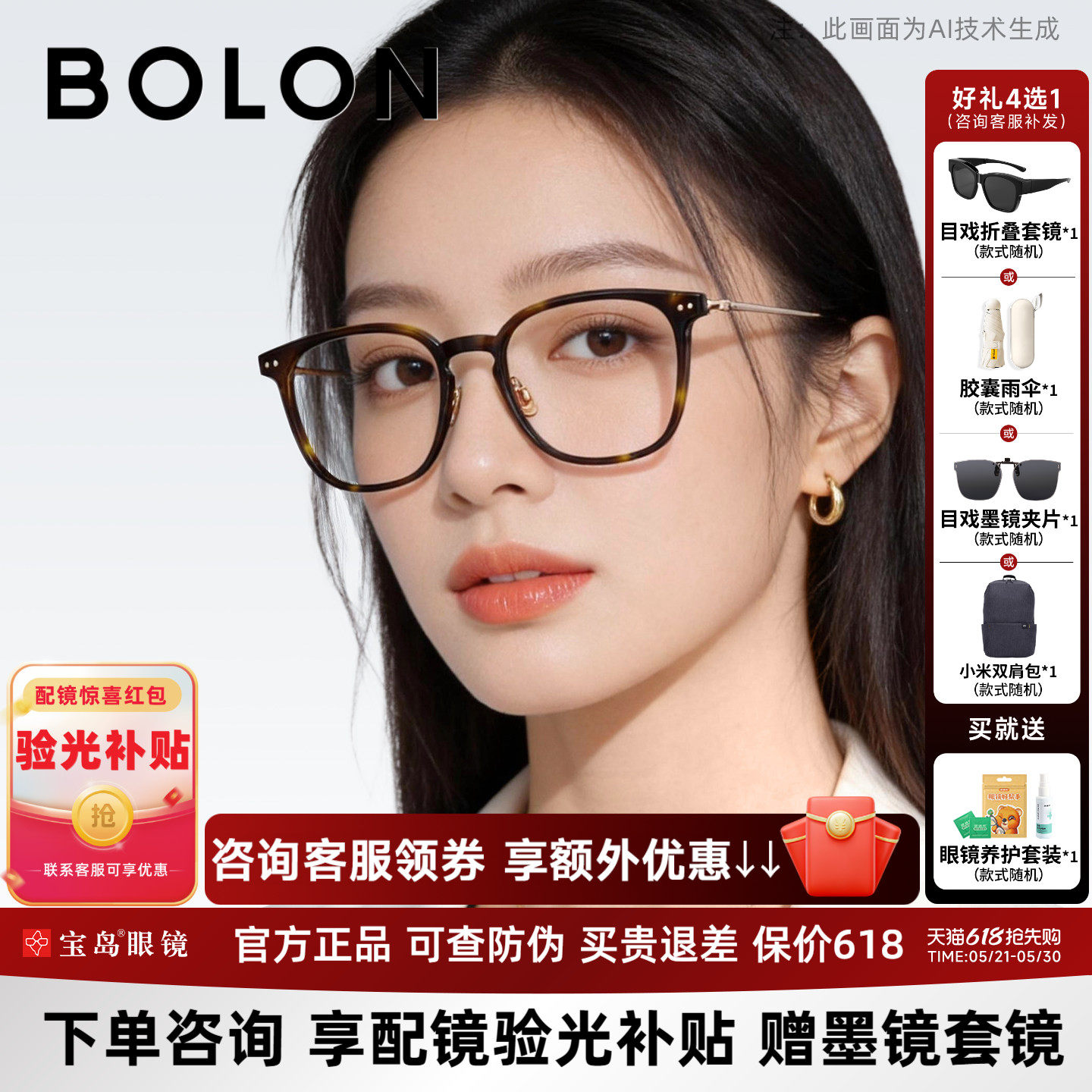 暴龙近视眼镜框男新品百搭轻盈钛合金镜腿镜架可配度数女BJ5199