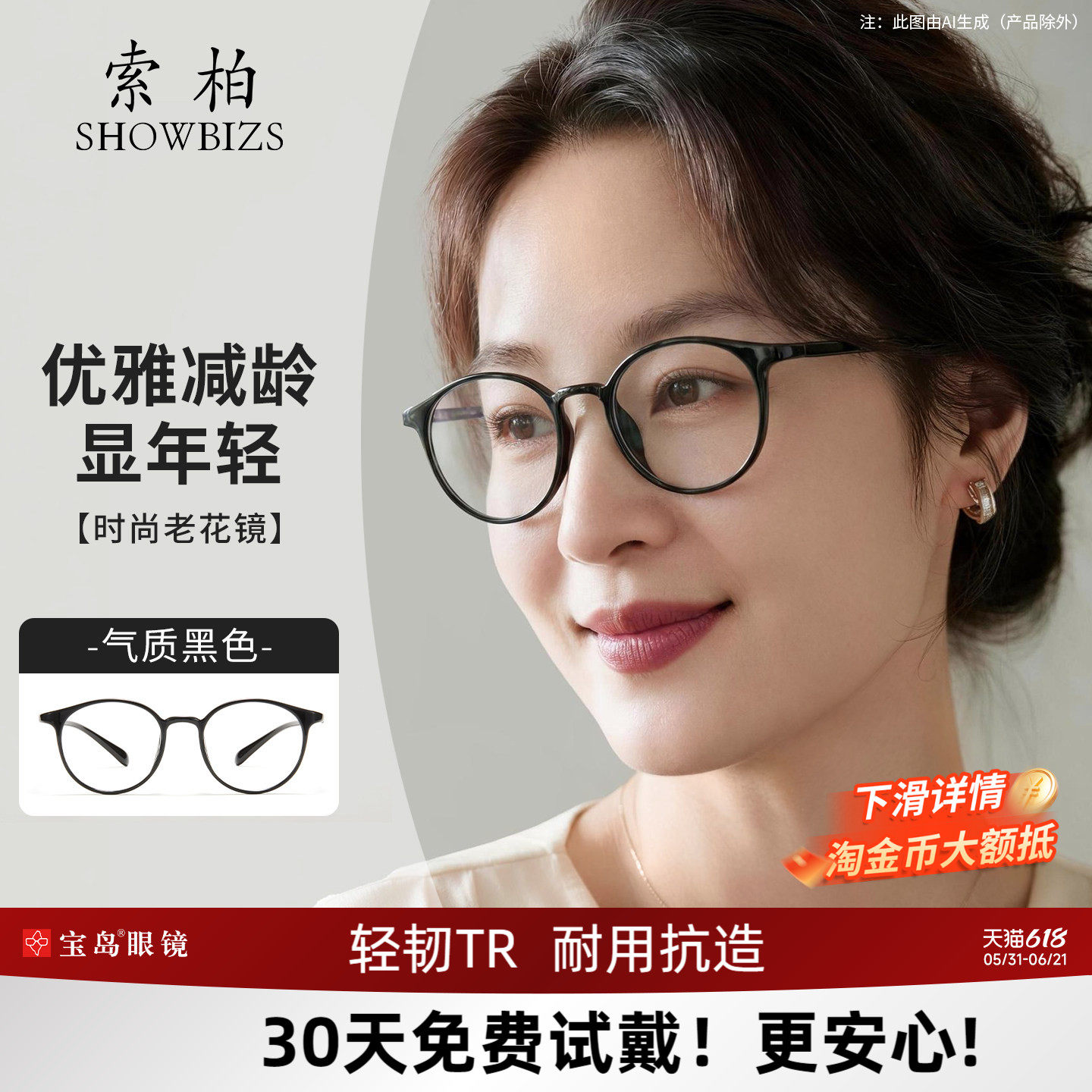 索柏老花眼镜女防蓝光高清高档正品老花镜品牌官方旗舰店远近一体