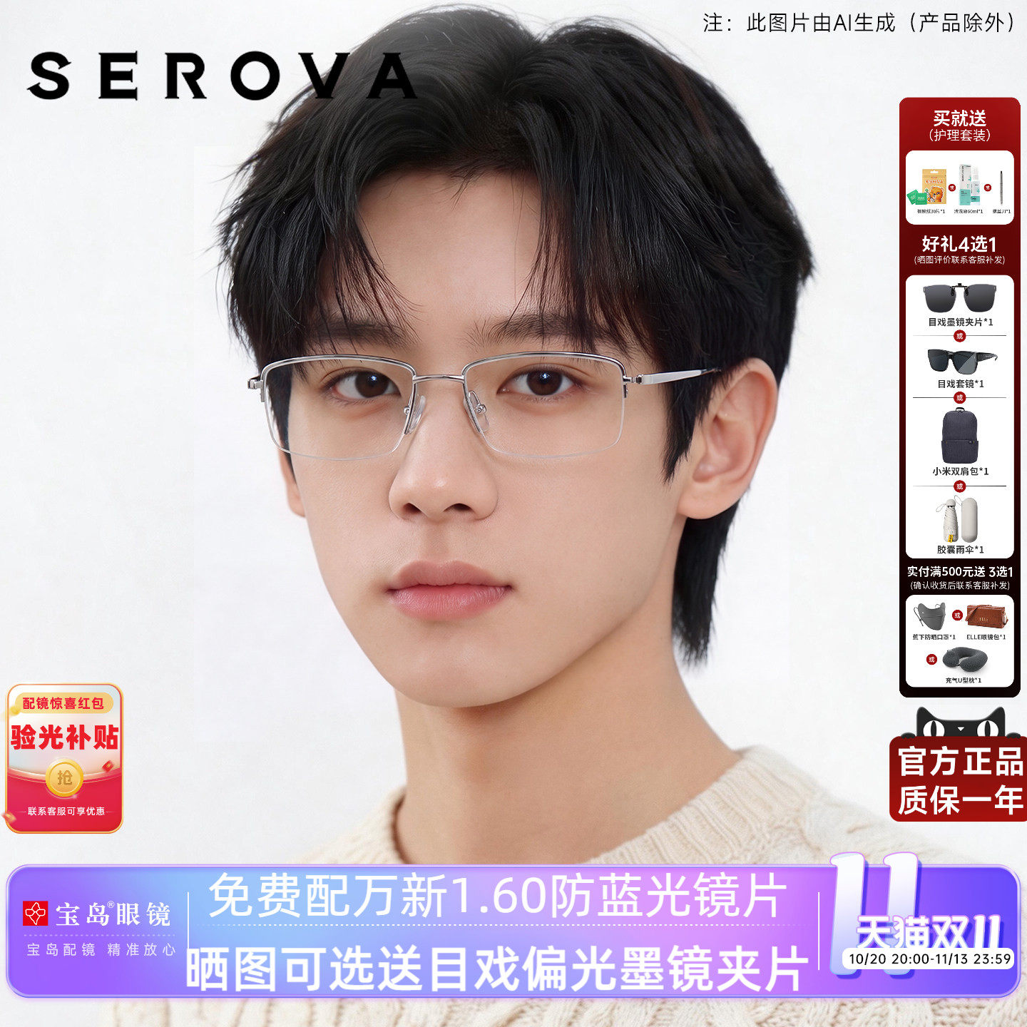 张艺兴同款施洛华眼镜框男士钛合金商务半框光学眼镜架SP147