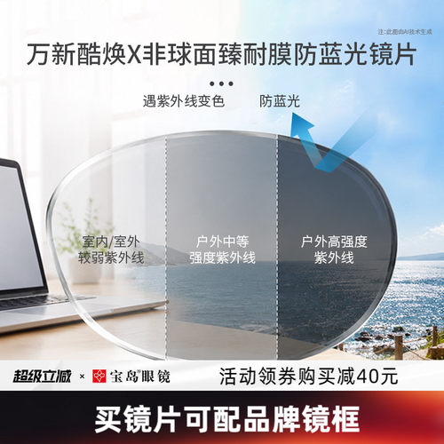 万新酷焕X变色镜片定制可选度数