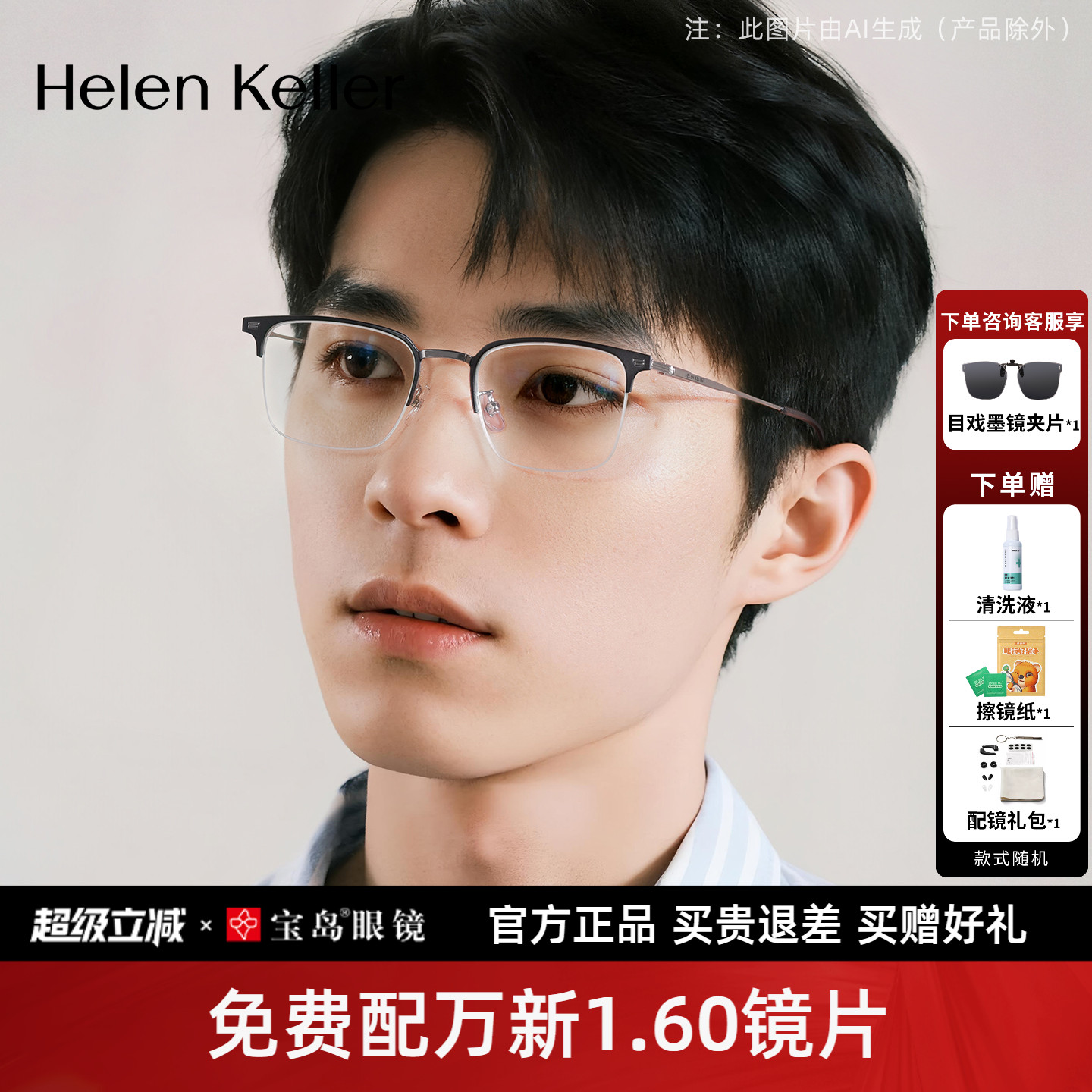 海伦凯勒近视眼镜架商务时尚眉框