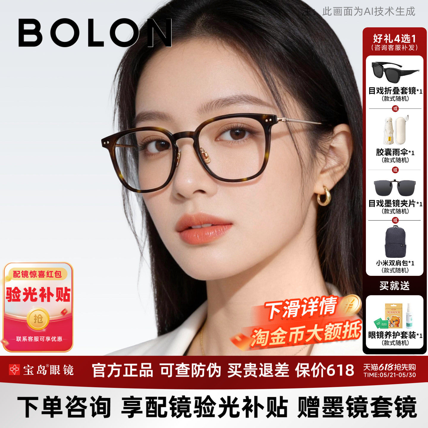 暴龙近视眼镜框男新品百搭轻盈钛合金镜腿镜架可配度数女BJ5199
