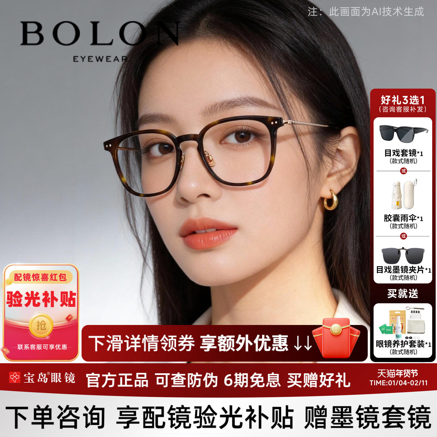 暴龙近视眼镜框男新品百搭轻盈钛合金镜腿镜架可配度数女BJ5199