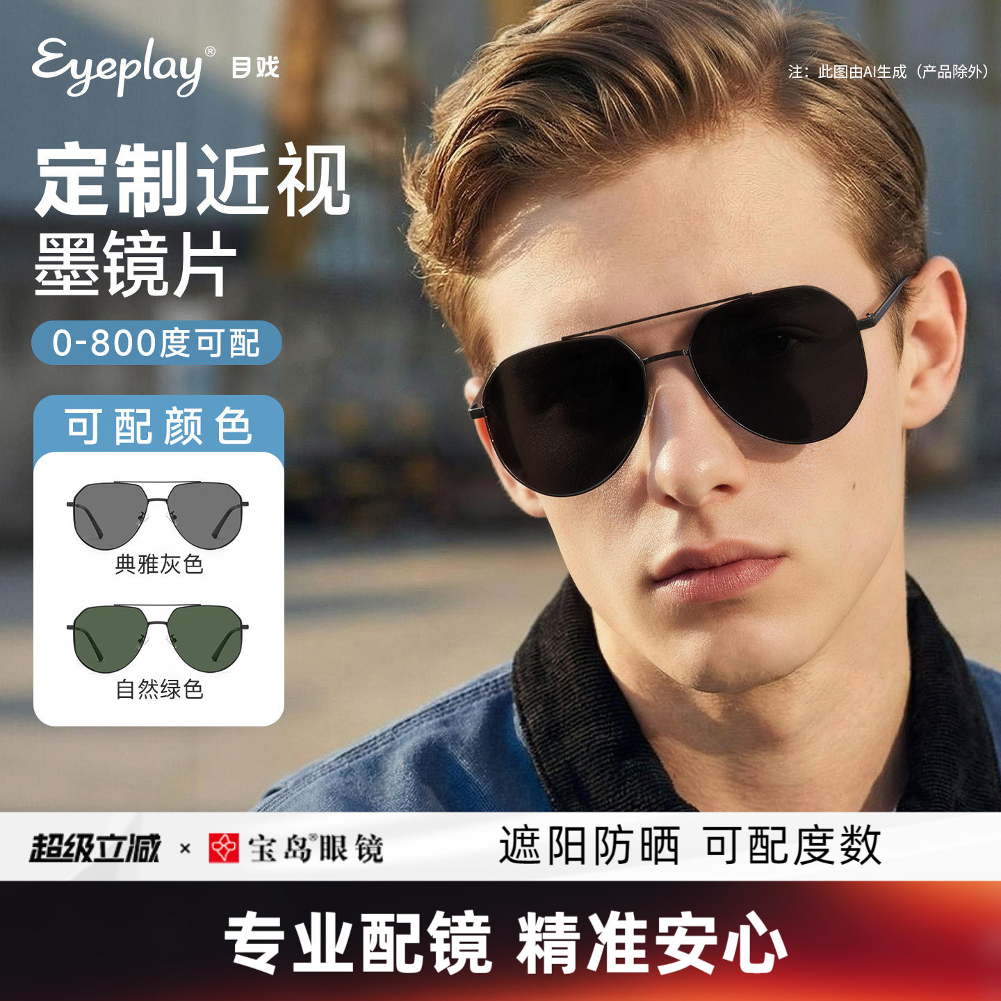 目戏近视偏光驾驶防紫外线墨镜图片