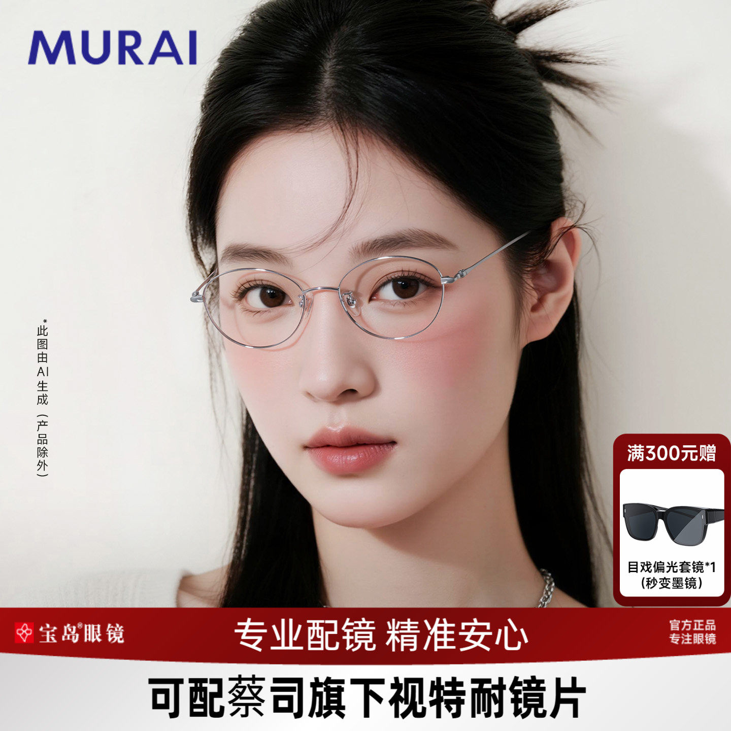 MURAI眼镜女款复古老钱风眼镜架高智感钛合金腿镜框女士可配近视
